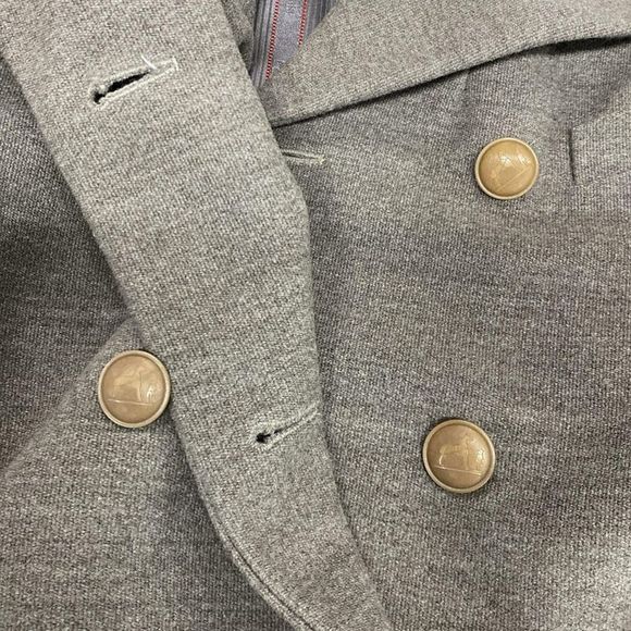 Hermes Coat Size 36 S Ladies - Grey Long Sleeves/shoulder Pads/long Length/winte - Picture 9 of 11